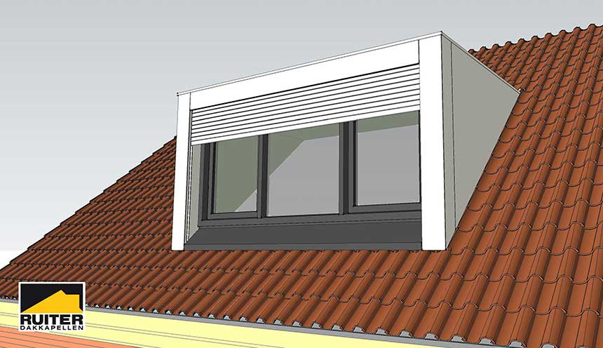 Ontwerptekening dakkapel Zaandam met zonwering.